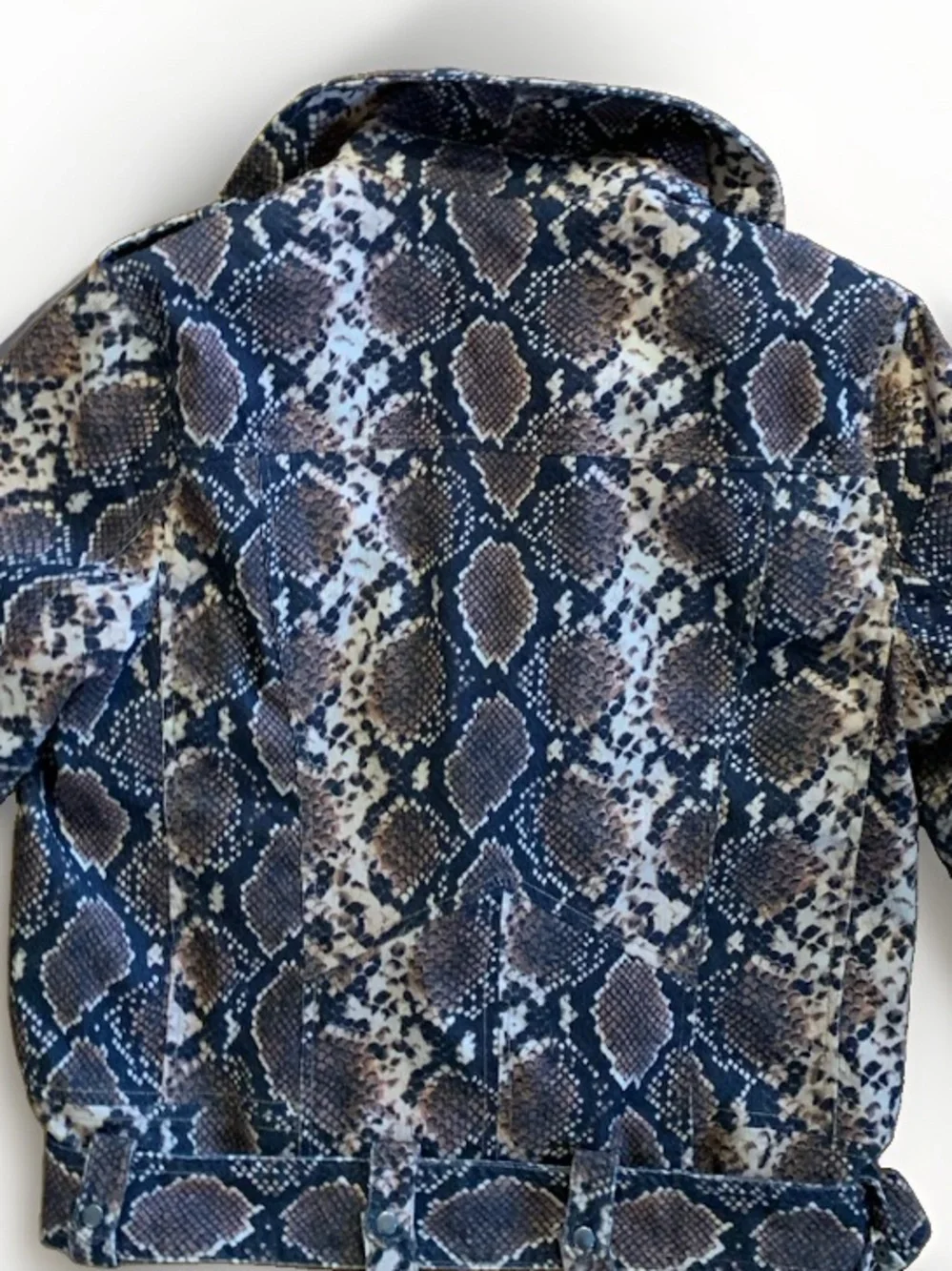 New Buddy Love Snake python Print corduroy Biker Jacket Streetwear